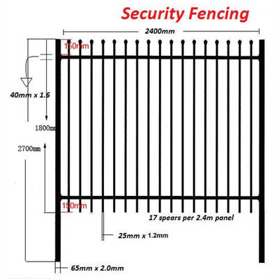 Decorative Picket Panels Black Wrought Iron Garden Fence For Home Farm Security Pool