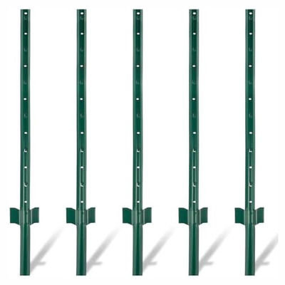 Green Painted Metal Fence T Post 6.5ft Steel Studded Fence Powder Coated