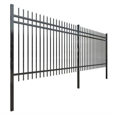 Modern Zinc Steel Metal Picket Fence Black Galvanized 6x8 Security Wrought Iron Flat Top Steel Fence