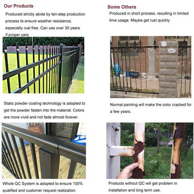 Industrial Metal Black Iron Garden Fence Panel Outdoor Rail Galvanized Steel Picket Fence Panel For Country