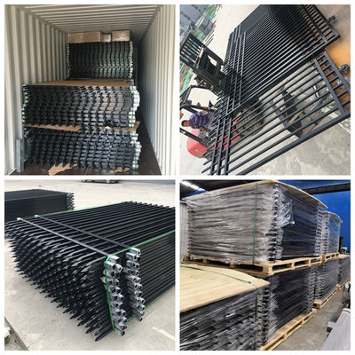 Industrial Metal Black Iron Garden Fence Panel Outdoor Rail Galvanized Steel Picket Fence Panel For Country