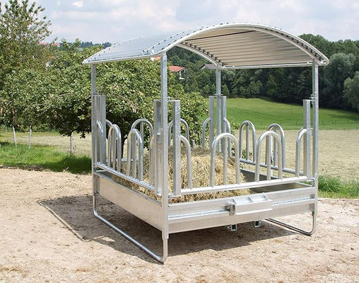 Livestock 1.75m Galvanized Horse Feeder Rack With 30cm Roof 100kg